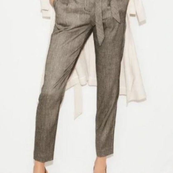 Express High Waisted Linen-Blend Sash Tie Ankle Pant size 2R - Picture 11 of 11